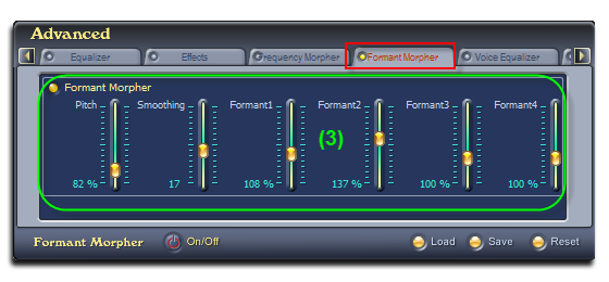 Fig 4: Voice Changer Software Diamond - Formant Effects